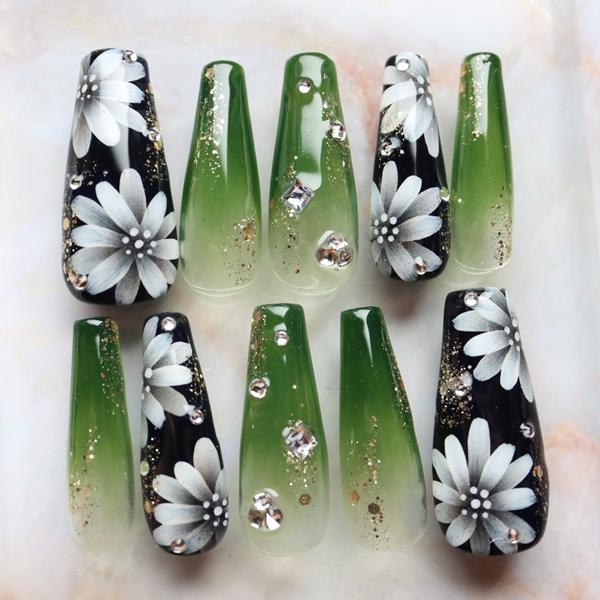 No.017】ネイルチップ♡成人式・和柄・お花・前撮り【ロング料金込