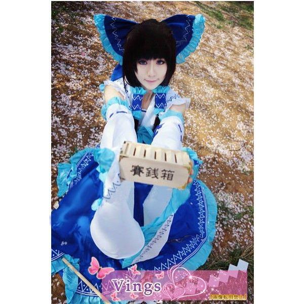 博麗霊夢 コスプレ衣装 東方Project 青霊夢衣装 ウィッグ追加可aa008c0
