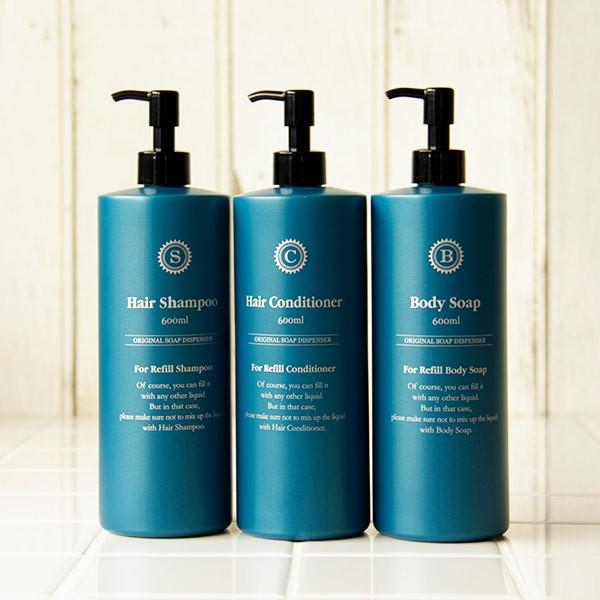 詰め替えボトル／イレモノ「エヴォ」バスボトル3本セット【シャンプー