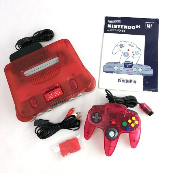 ジャンク扱い》《レトロ》ニンテンドウ64 クリアレッド メモリー拡張