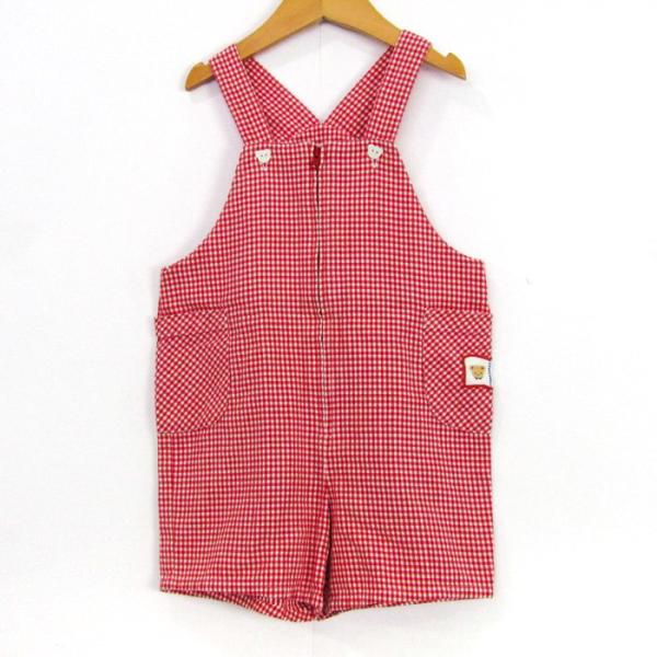 ファミリア オーバーオール サロペット チェック柄 ショートパンツ