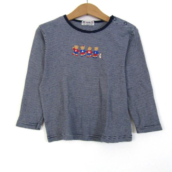 ファミリア 長袖Tシャツ トップス ボーダー柄 肩スナップ キッズ