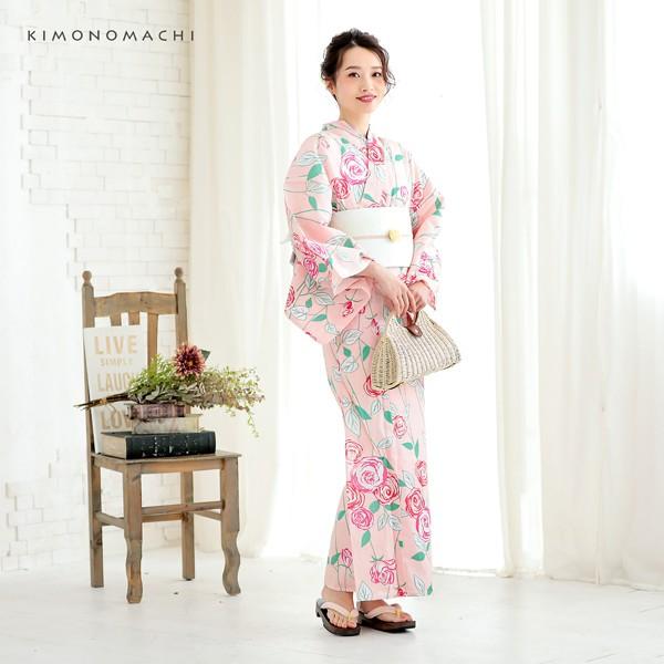 KIMONOMACHI （Prices down2）浴衣 レディース 単品 「ピンク 薔薇