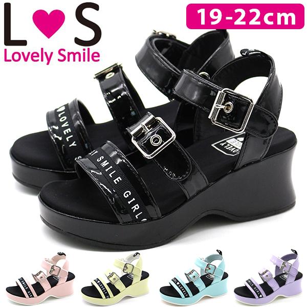 サンダル キッズ ジュニア 子供 靴 ウェッジソール 厚底 女の子 可愛い