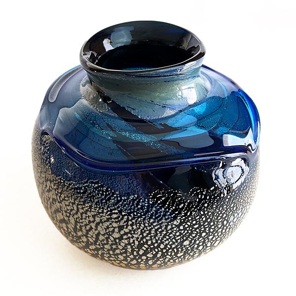 花器 花瓶 沖縄 琉球ガラス フラワーベース 稲嶺盛一郎 オーロラ土紋花器