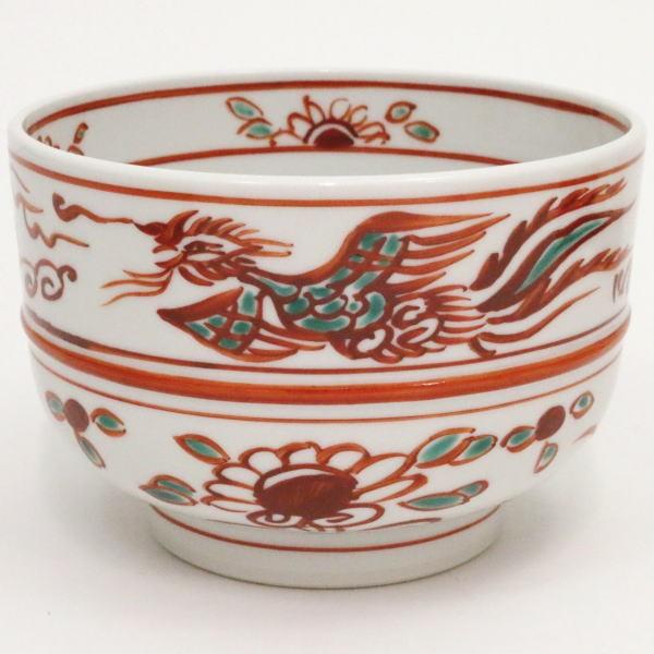 茶道具 抹茶茶碗 慶祝 赤絵 鳳凰紋 西村徳泉作 4代 紫翠窯 茶道