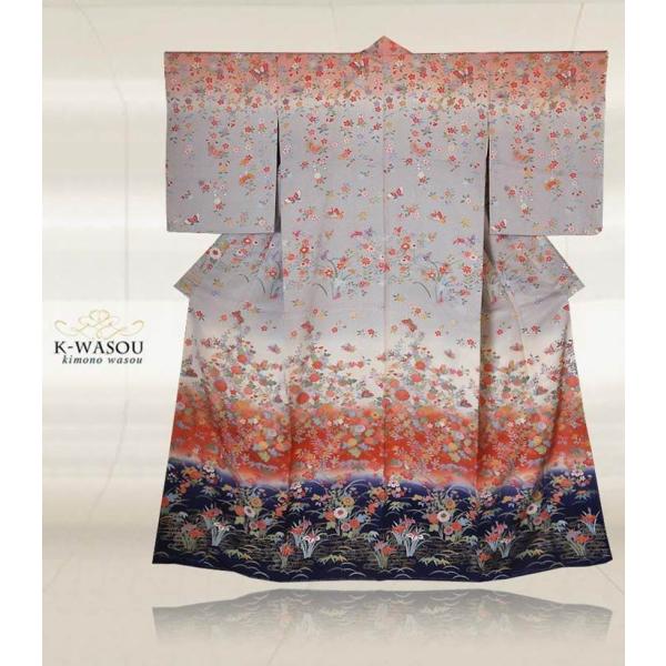 絵羽小紋 糸目友禅染め小紋袷 未着品 洒落着物 逸品着物【新古品 未