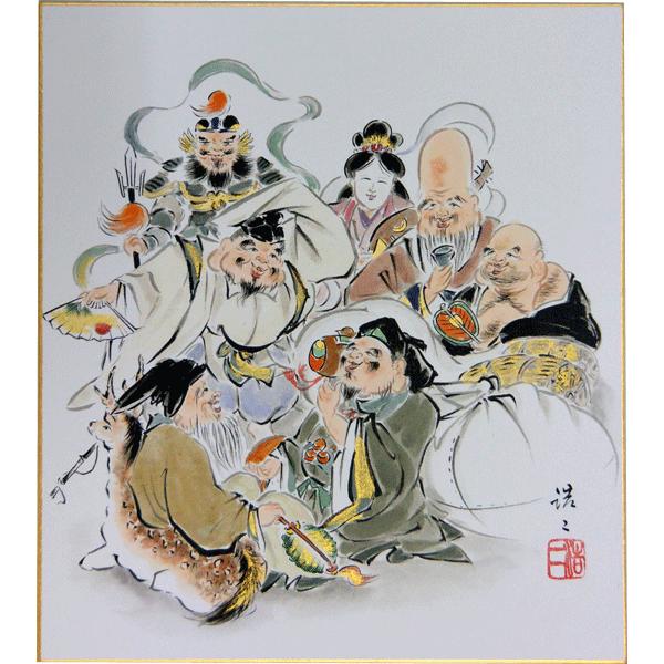 肉筆色紙 七福神 佐藤浩二 : 大瑠堂 - 通販 - Yahoo!ショッピング