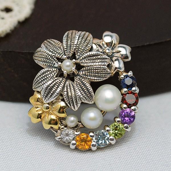 碌山 天然石 桜 ペンダントトップ キラキラのカラーストーン7色と