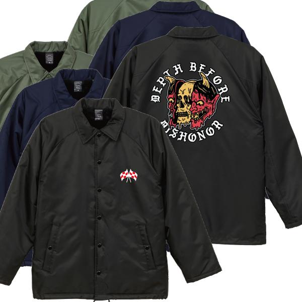 般若スカル ボア付き コーチジャケット ドクロ スカル バイカー