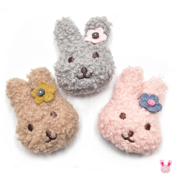 モチーフ お花のふわもこうさぎちゃん 顔のぬいぐるみ 1個 : まんま