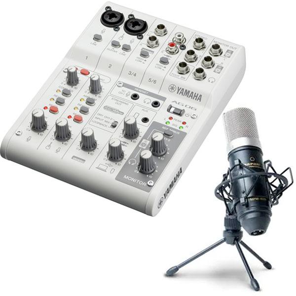 YAMAHA ミキサー AG06MK2 W(白) + コンデンサーマイクMPM1000 配信
