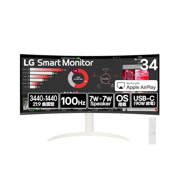 LG Monitor モニター ディスプレイ 34SR63QA-W 34インチ 曲面 1800R