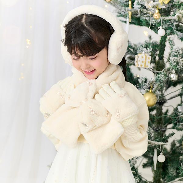 mezzo piano メゾピアノ(mezzo piano)リボン フェイクファー マフラー