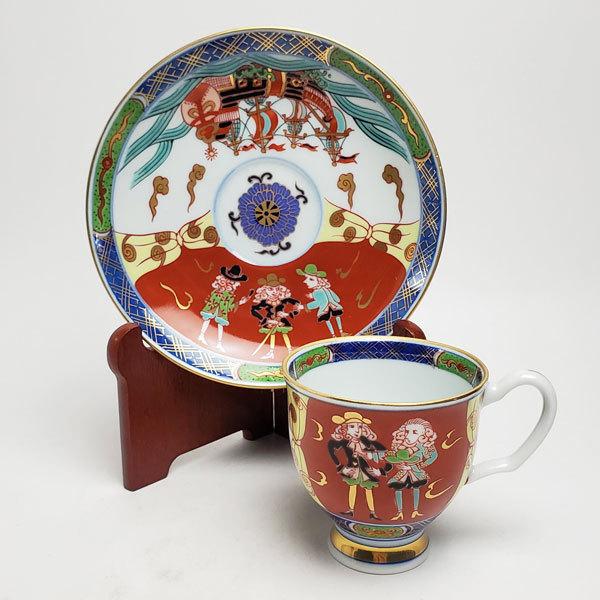 コーヒーカップ コーヒー碗皿 有田焼 染錦オランダ人 珈琲碗皿（1客