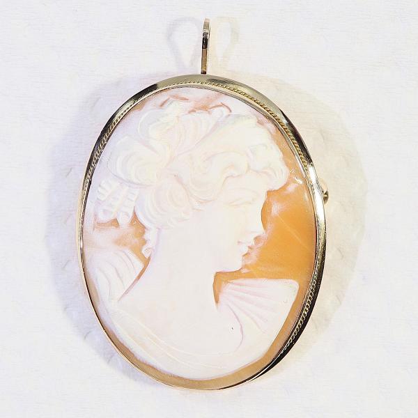 585(K14) カメオブローチ ペンダントトップ兼用 ネックレス 2WAY 中古