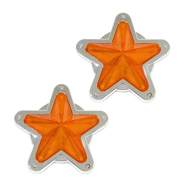 星型 LED サイドマーカー 12V 24V 2個 イエロー 黄色 星マーカーレンズ