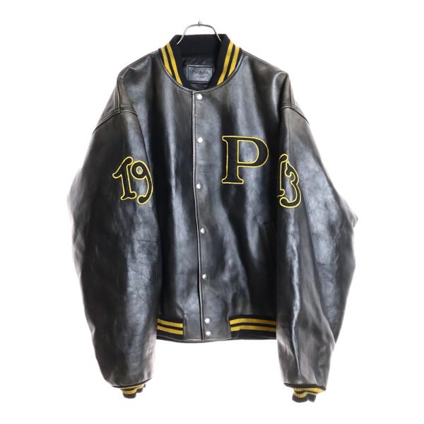 PRADA（プラダ） ロゴワッペン付ヴィンテージ加工レザーボンバー