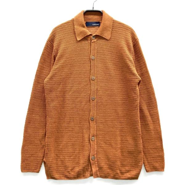 美品】LARDINI ラルディーニ カーディガン 麻 オレンジ系 48 メンズ