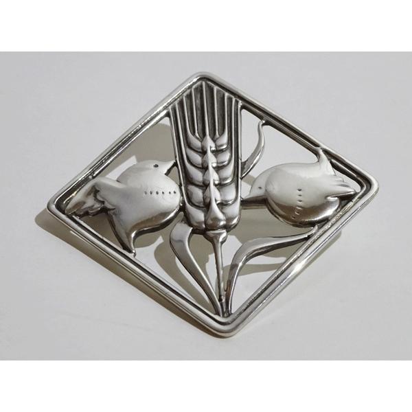 良品 ジョージジェンセン ブローチ 小鳥と麦 鳥 麦 silver925 銀 Georg