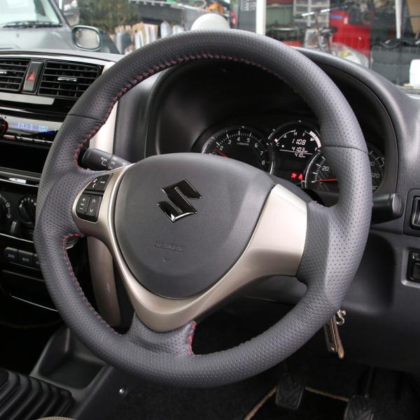 純正エアバッグ対応【レッドステッチ】LUNAオールレザーステアリング
