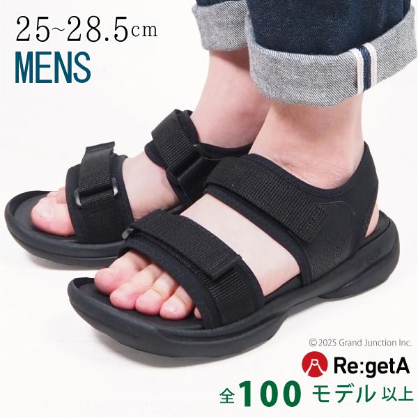 Re:getA（リゲッタ） サンダル メンズ 厚底 黒 おしゃれ 疲れない