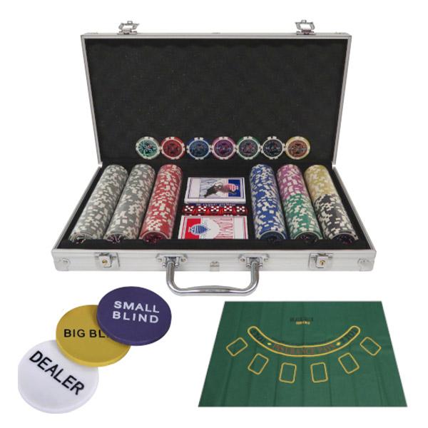 カジノチップ300枚&BJマットセット シルバー カードゲーム パーティー