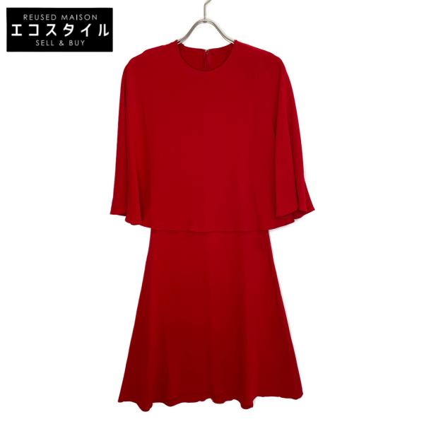 VALENTINO ヴァレンティノ レッド シルク PAP ドレス VB3VAUX61MM 36