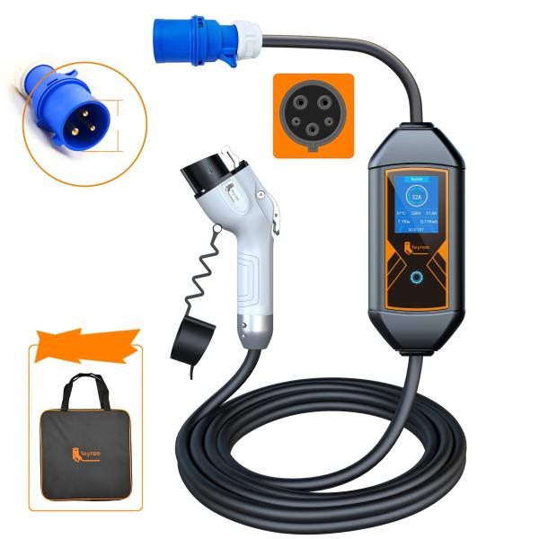 ポータブルEV車の充電器タイプ1 J1772レベル2 32A 1相7.2KW evse調整