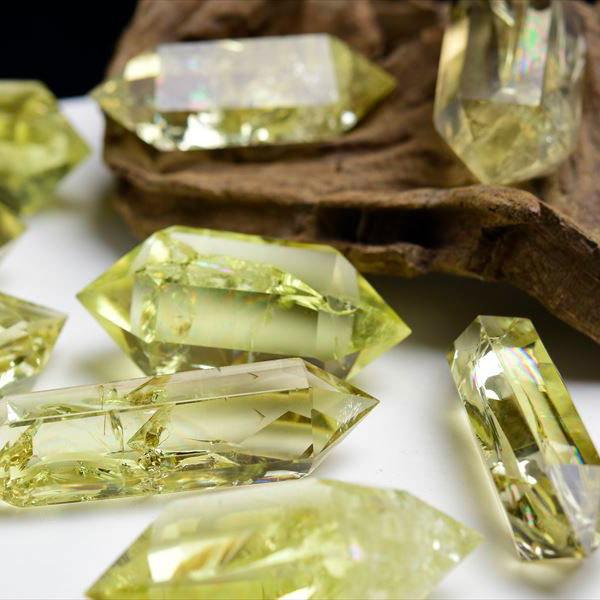 虹入り シトリン ダブルポイント 両剣黄水晶 種類お任せ (約30g~40g