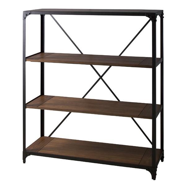 東谷 什器 ワイド スチールラック 棚 木製 オープンラック 4段