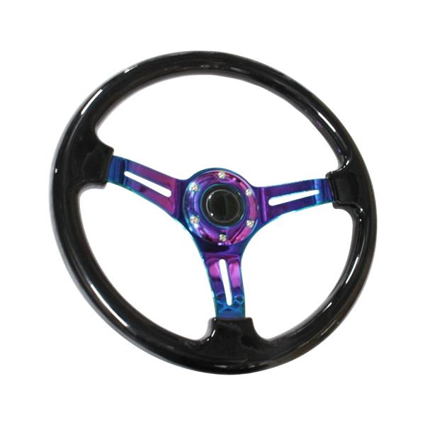 モモ形状 USDM ステアリング 黒×ネオクローム GRIP ROYAL/AVENUE/momo