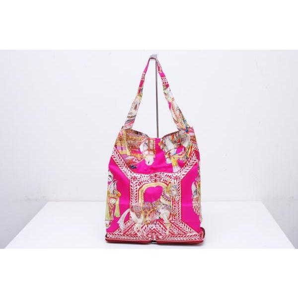 HERMES（エルメス） シルキーポップ エコバッグ トートバッグ 馬柄 『L