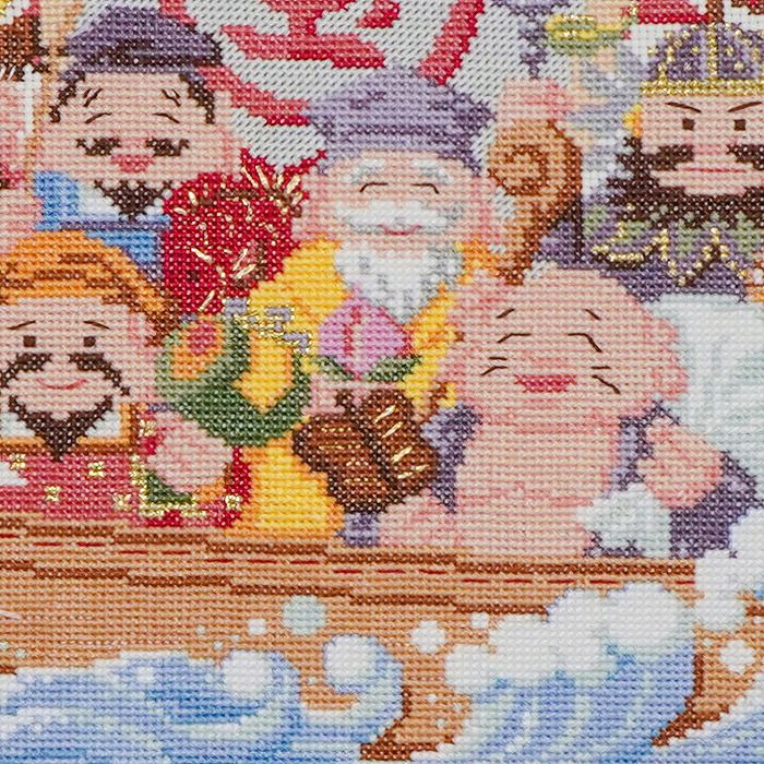 クロスステッチフレーム＜七福神のしあわせ宝舟＞ | リバティ 生地