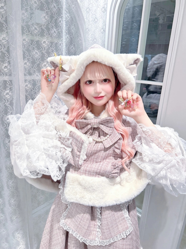 ネコちゃんキラキラツイードポンチョ - Ank Rouge(アンクルージュ)の