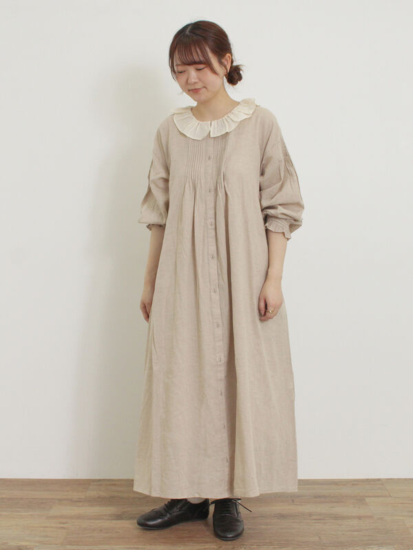 セール】 【kazumi×Samansa Mos2】フリルカラーワンピース（ブラック