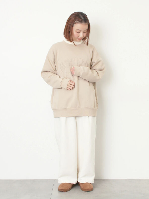 セール】 裏起毛ロゴ刺繍スウェット（グレー/ベージュ/サックスブルー