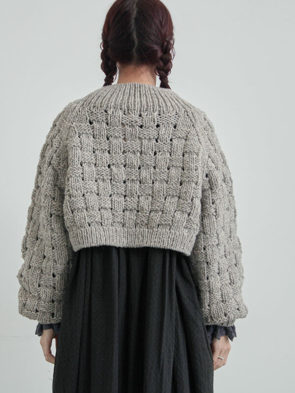 セール】 【ペルーニット】ショート丈カーディガン（オフホワイト