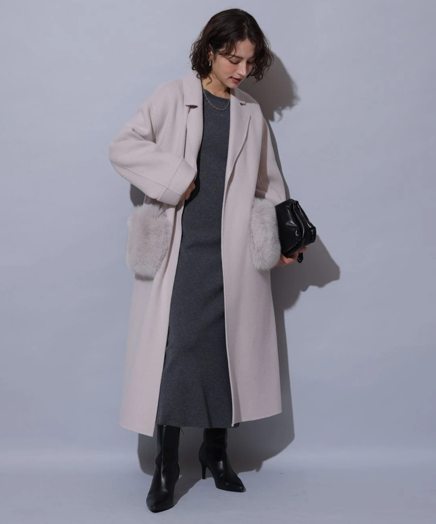ファー付きリバーカラーコート | コート | Arpege story（アルページュ