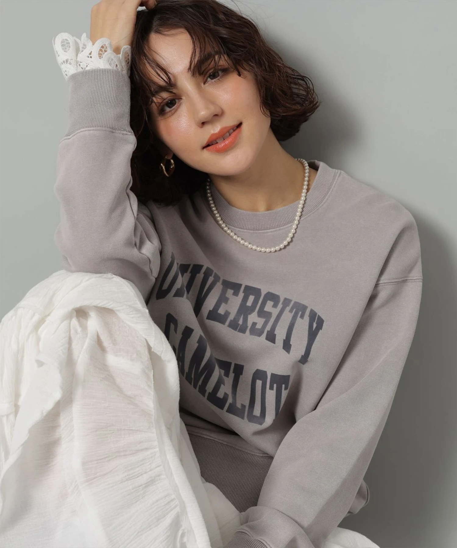 袖レースフロッキーロゴスウェット | Tシャツ・カットソー | Arpege