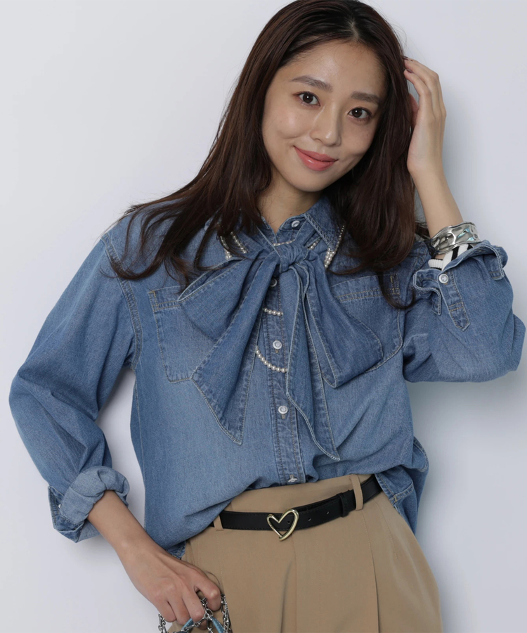 デニムリボン付シャツ | シャツ・ブラウス | JUSGLITTY（ジャス