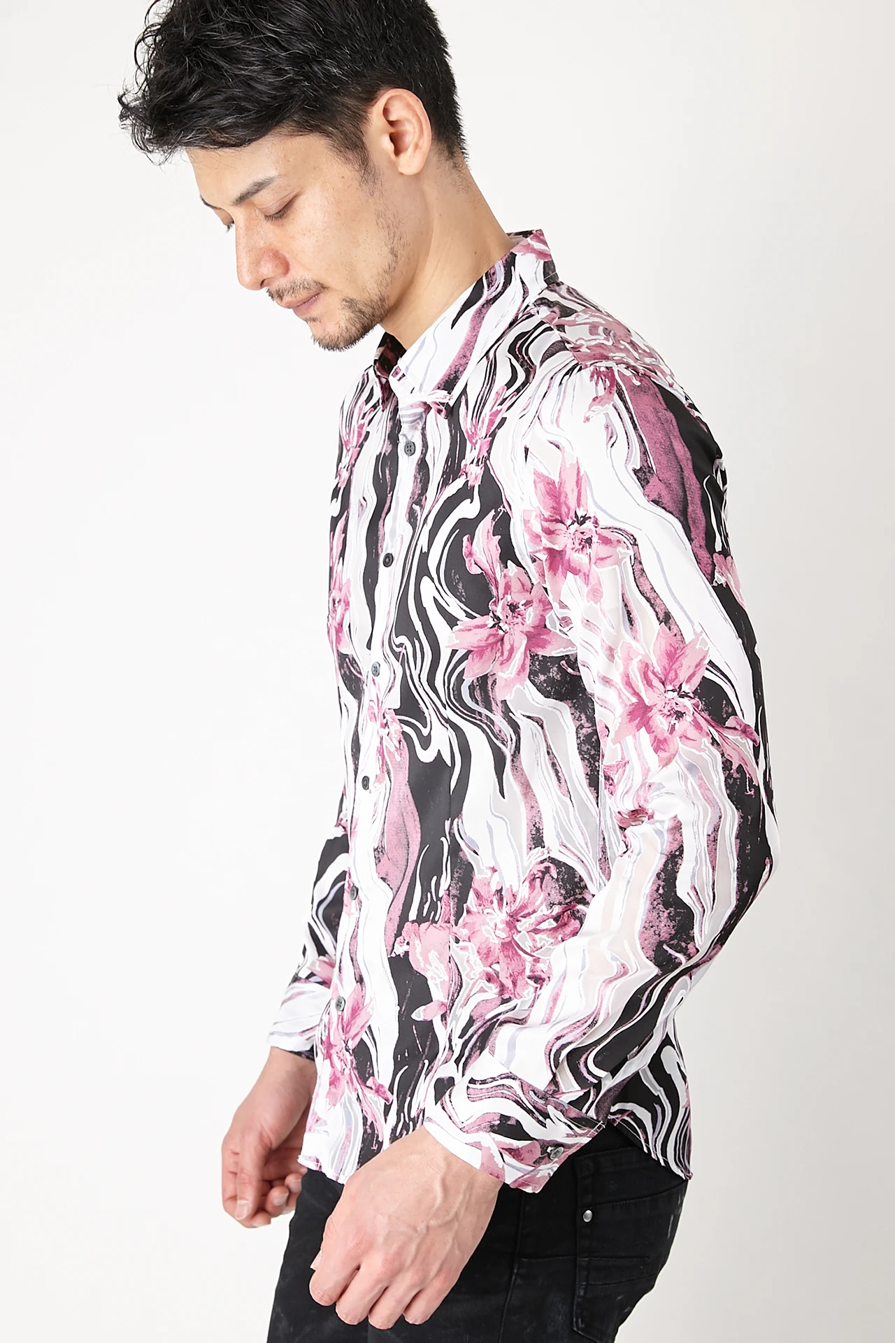 TORNADO MART∴マーブルフラワープリントシャツ / TORNADO MART