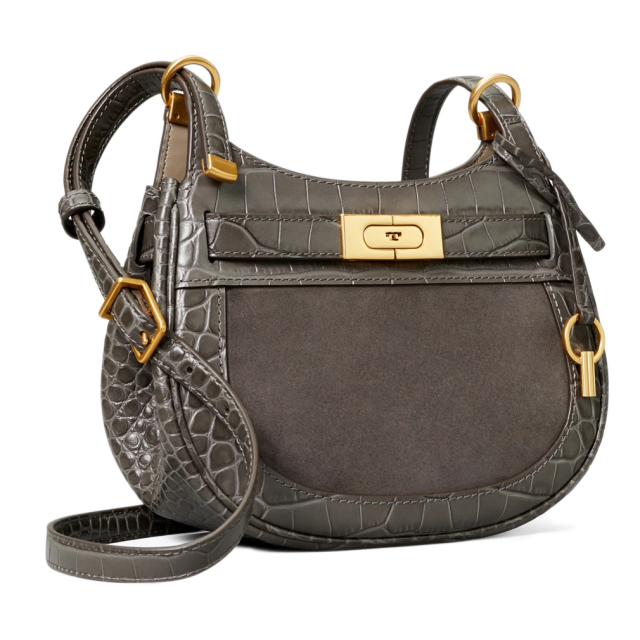 トリーバーチ クロコ型押しサドルバッグ Lee Radziwill Small