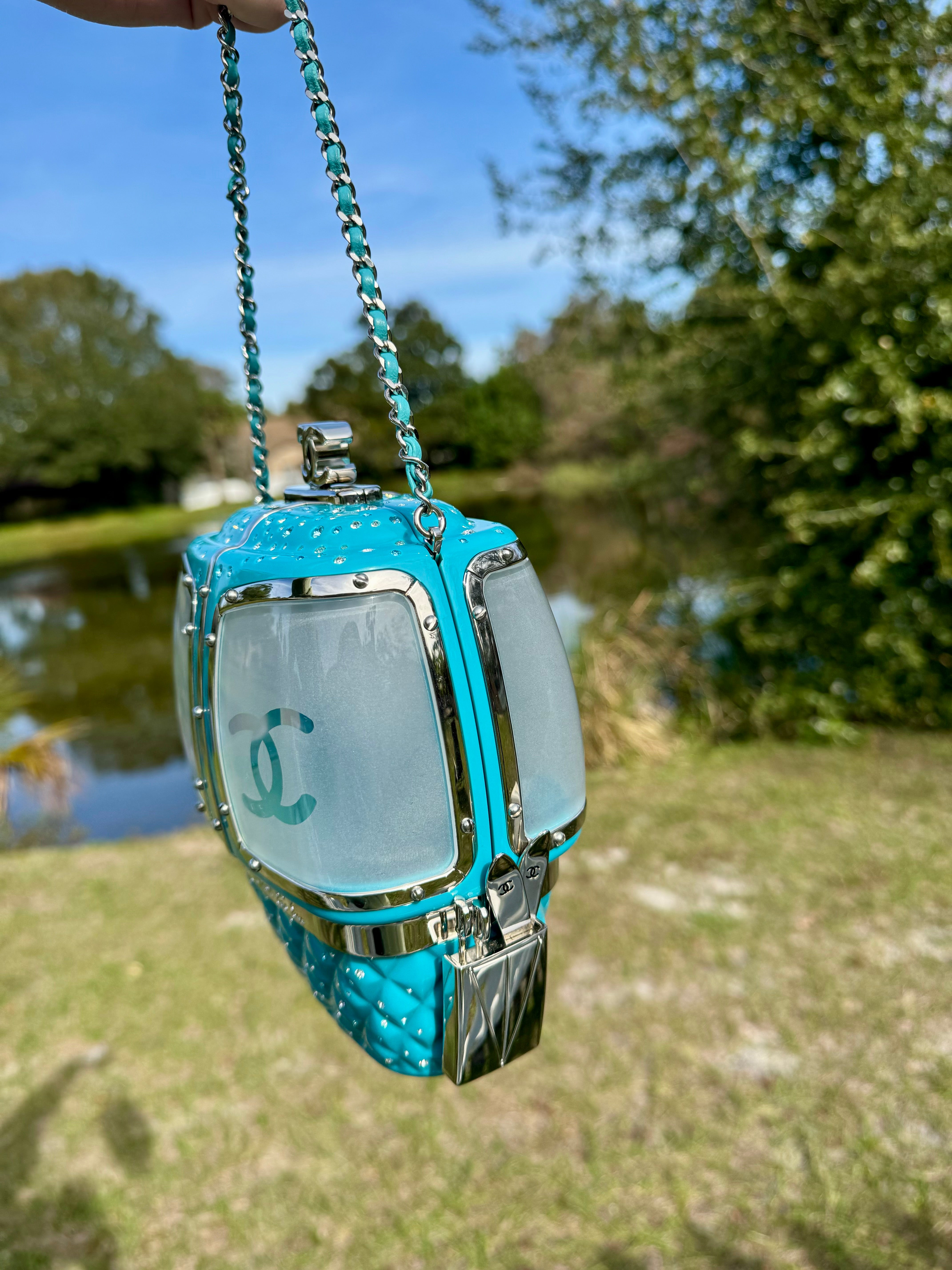 Chanel Blue Ski Gondola Swarovski Minaudiere – Its A Luv Story