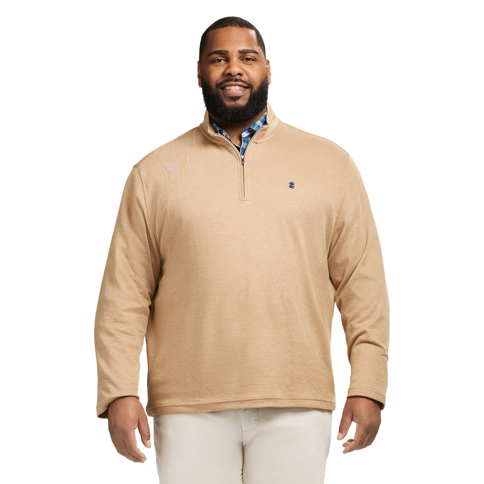 Big & Tall Performance Comfort Striped Quarter Zip - Camel – IZOD
