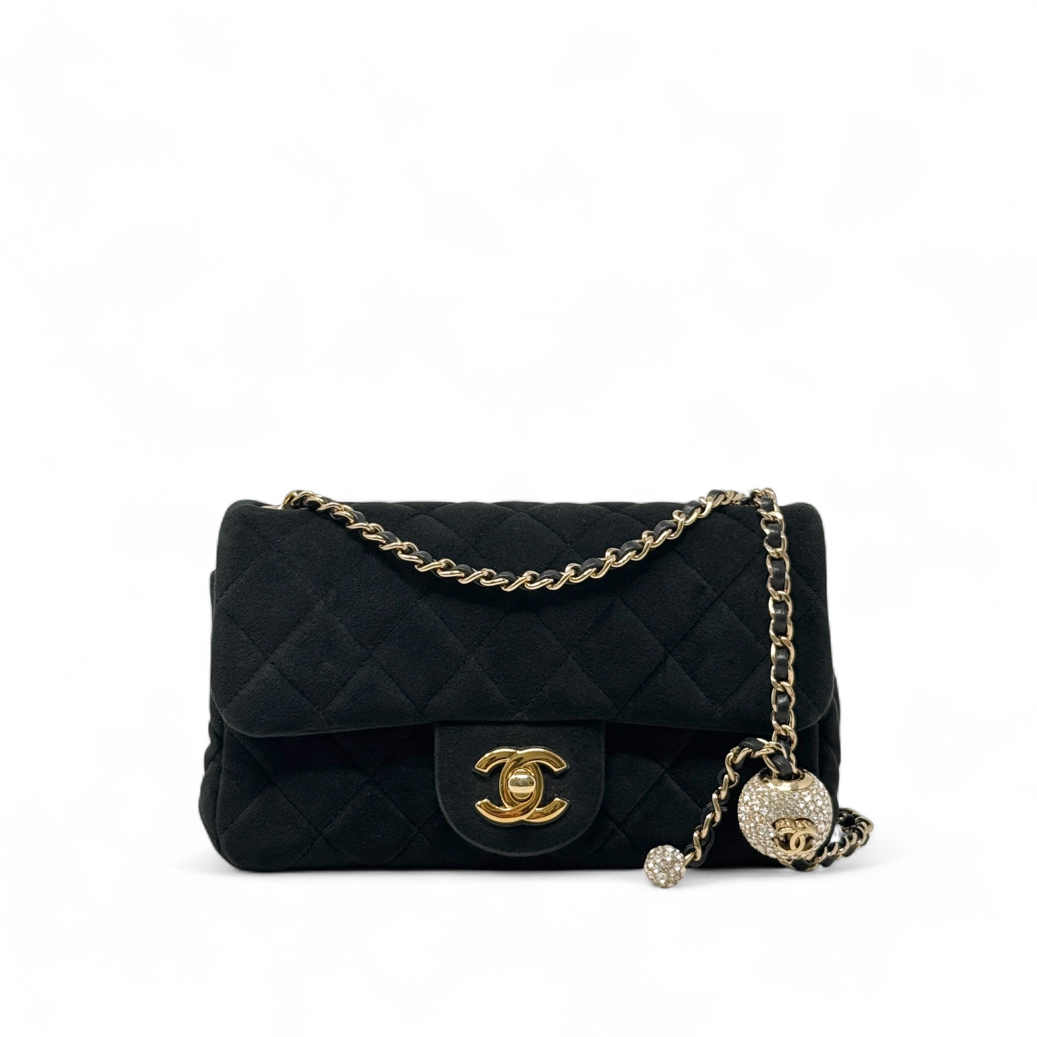 Chanel Black Mini Crystal Pearl Crush Flap | Jadore Couture