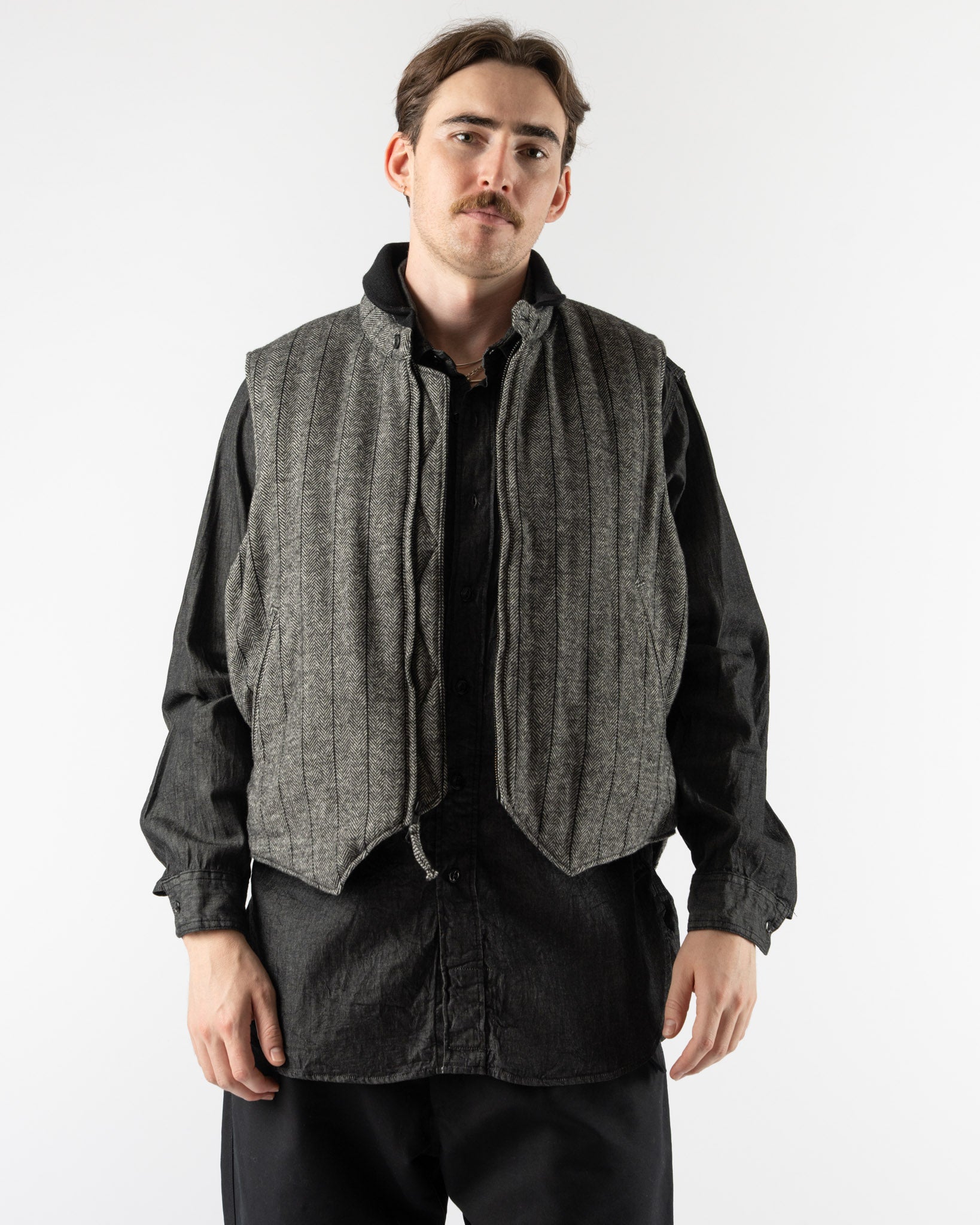 Engineered Garments LL Vest in Dark Gray Wool Curated at Jake and