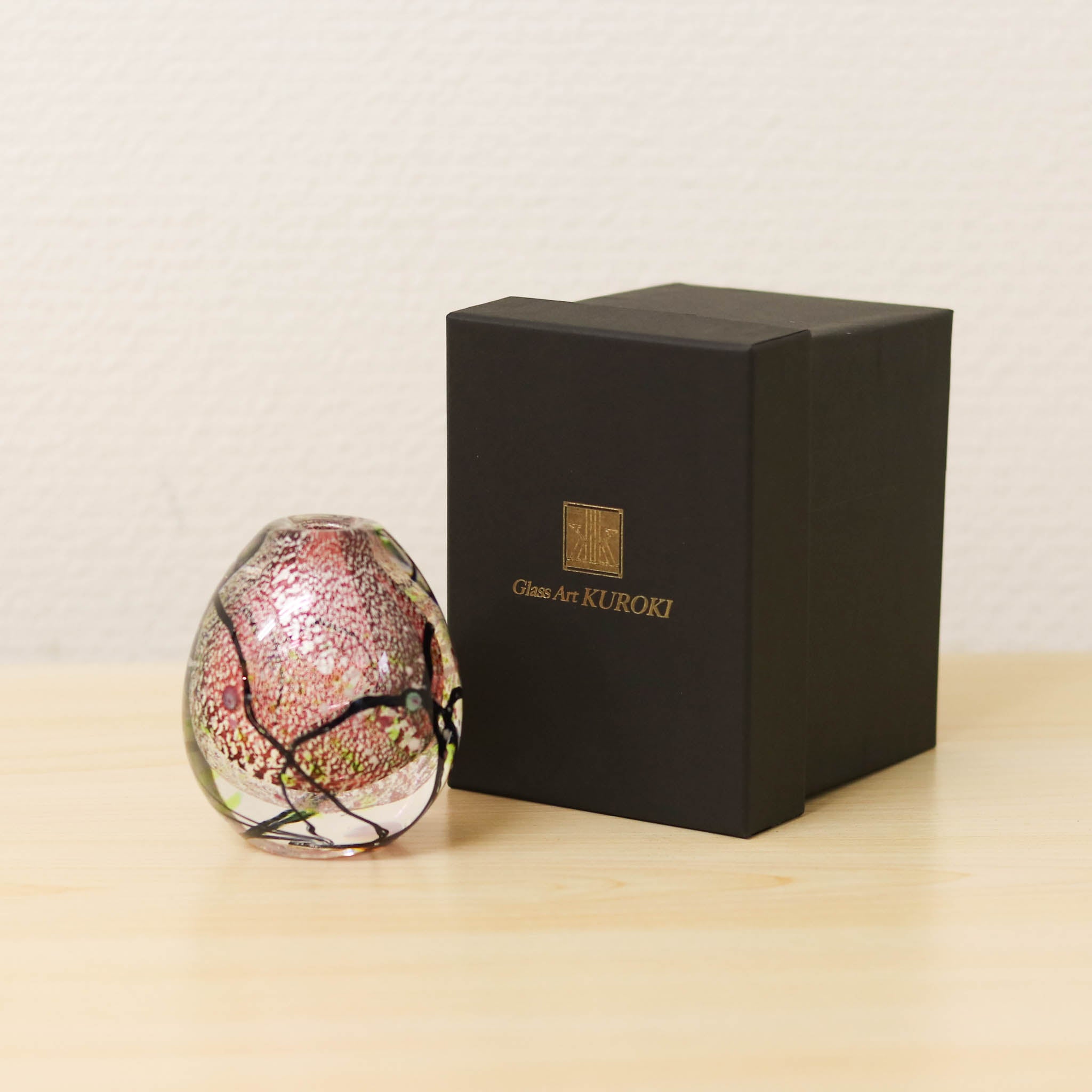 綾ガラス 一輪挿し | 光琳 爽 | 金赤 | グラスアート黒木