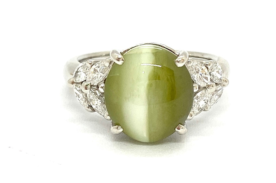 Chrysoberyl Cat's Eye Pt900クリソベリルキャッツアイ ダイヤモンド