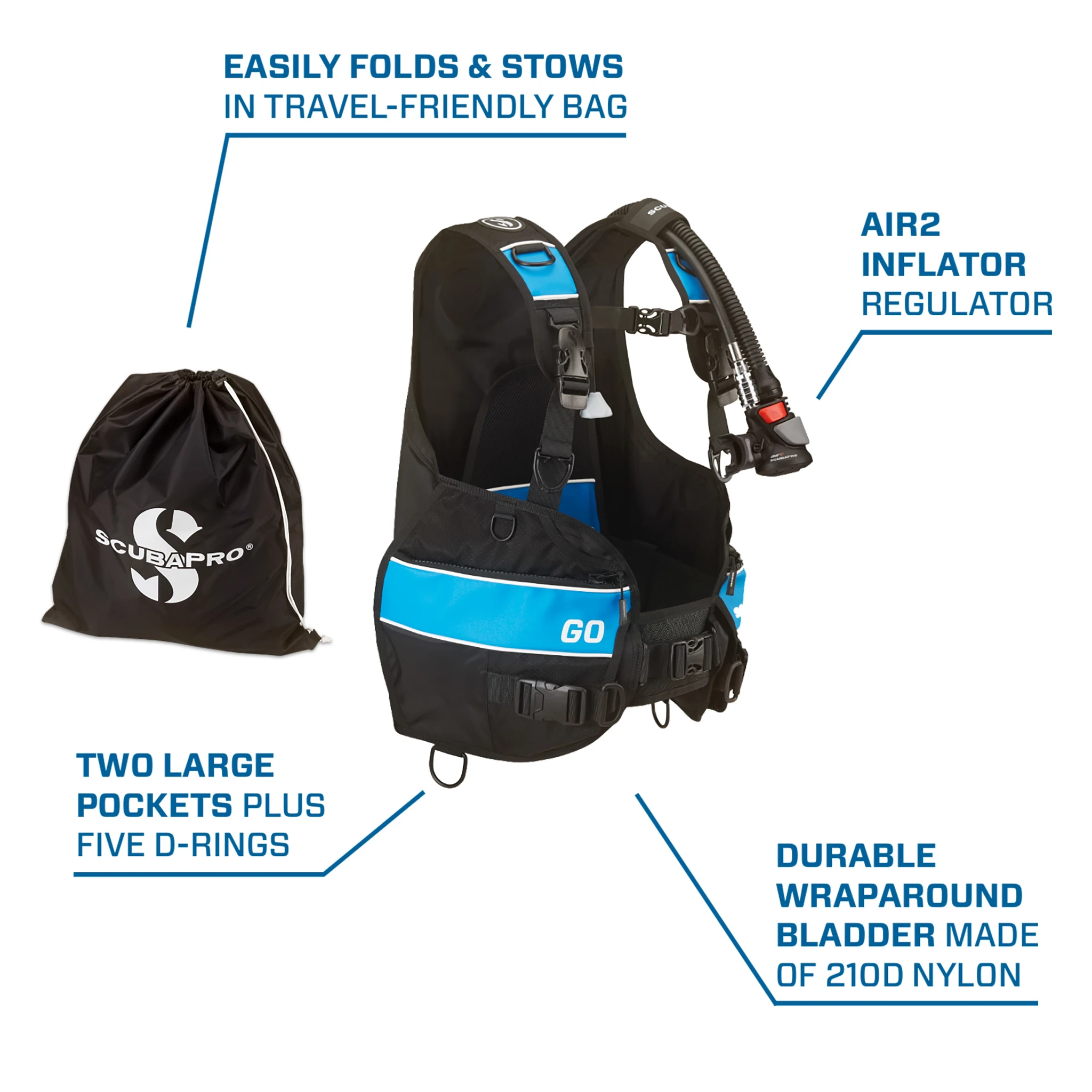 Go BCD, Quick Cinch, Air2, M - SCUBAPRO